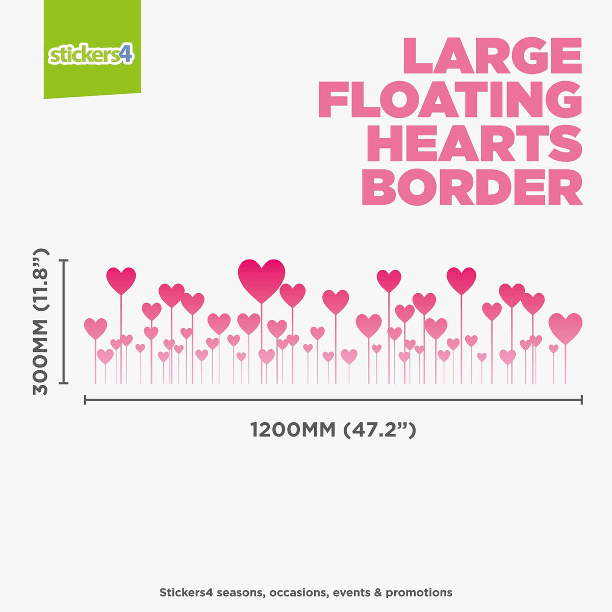 Large Floating Hearts Border Window Cling