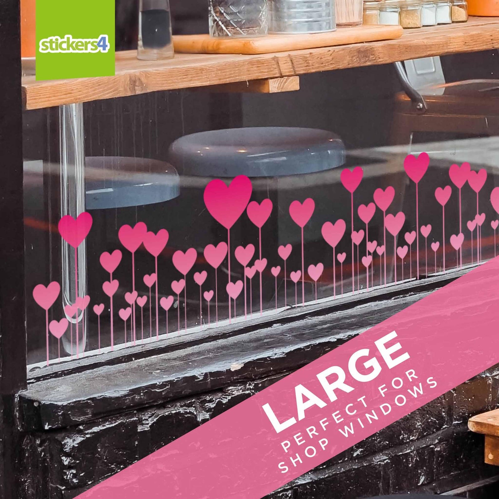 Large Floating Hearts Border Window Cling Valentine's Day Display