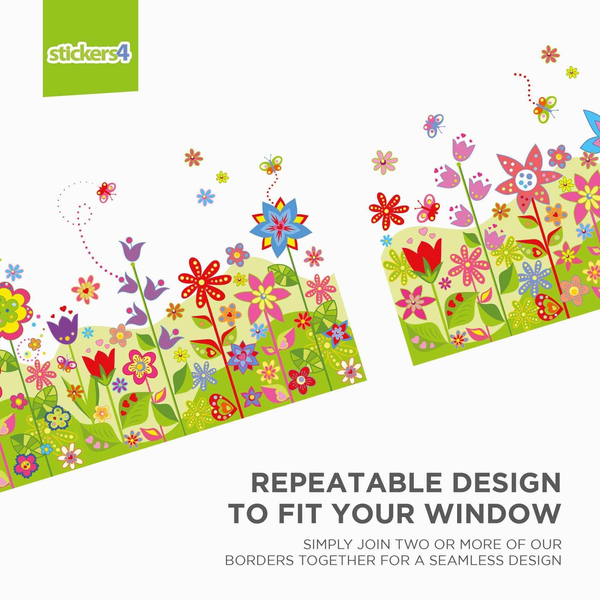Spring Decor Window Sticker Floral Spring Border Window Sticker
