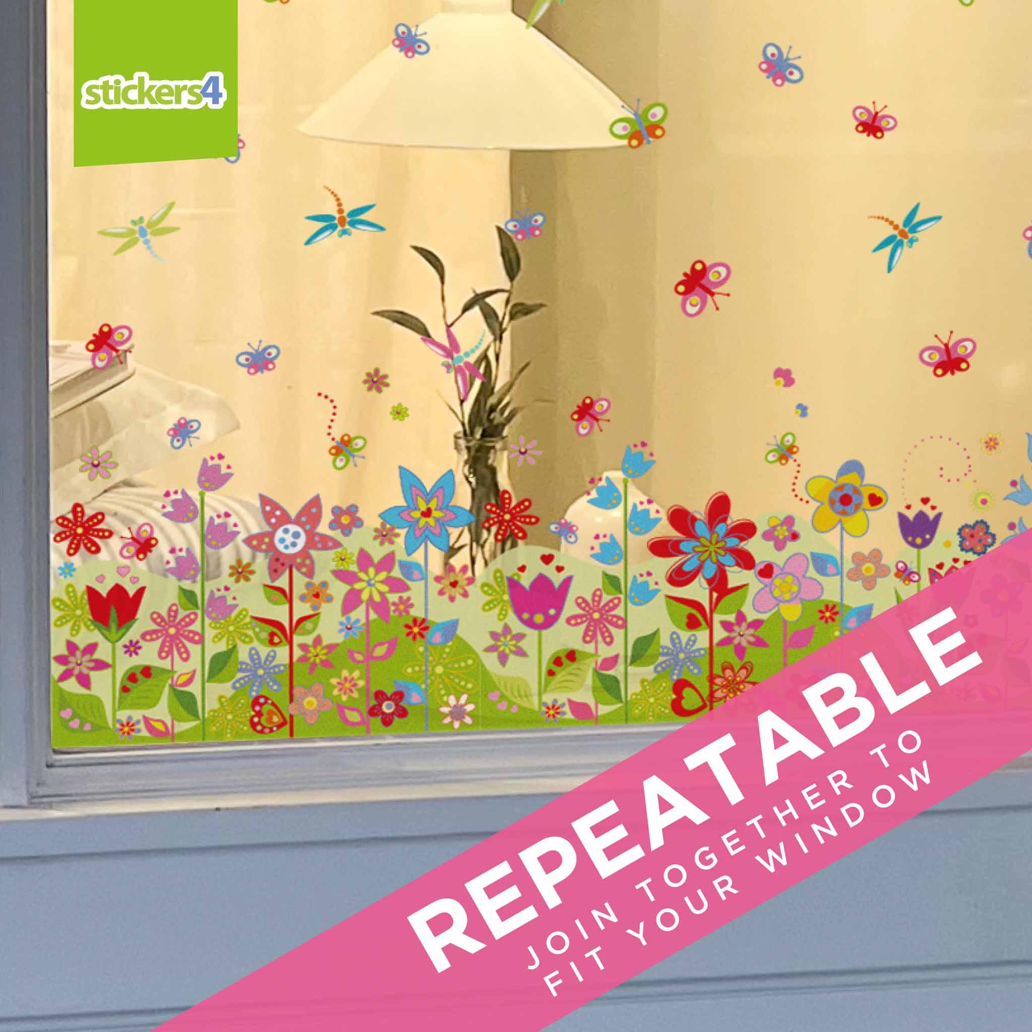 Floral Spring Border Window Sticker