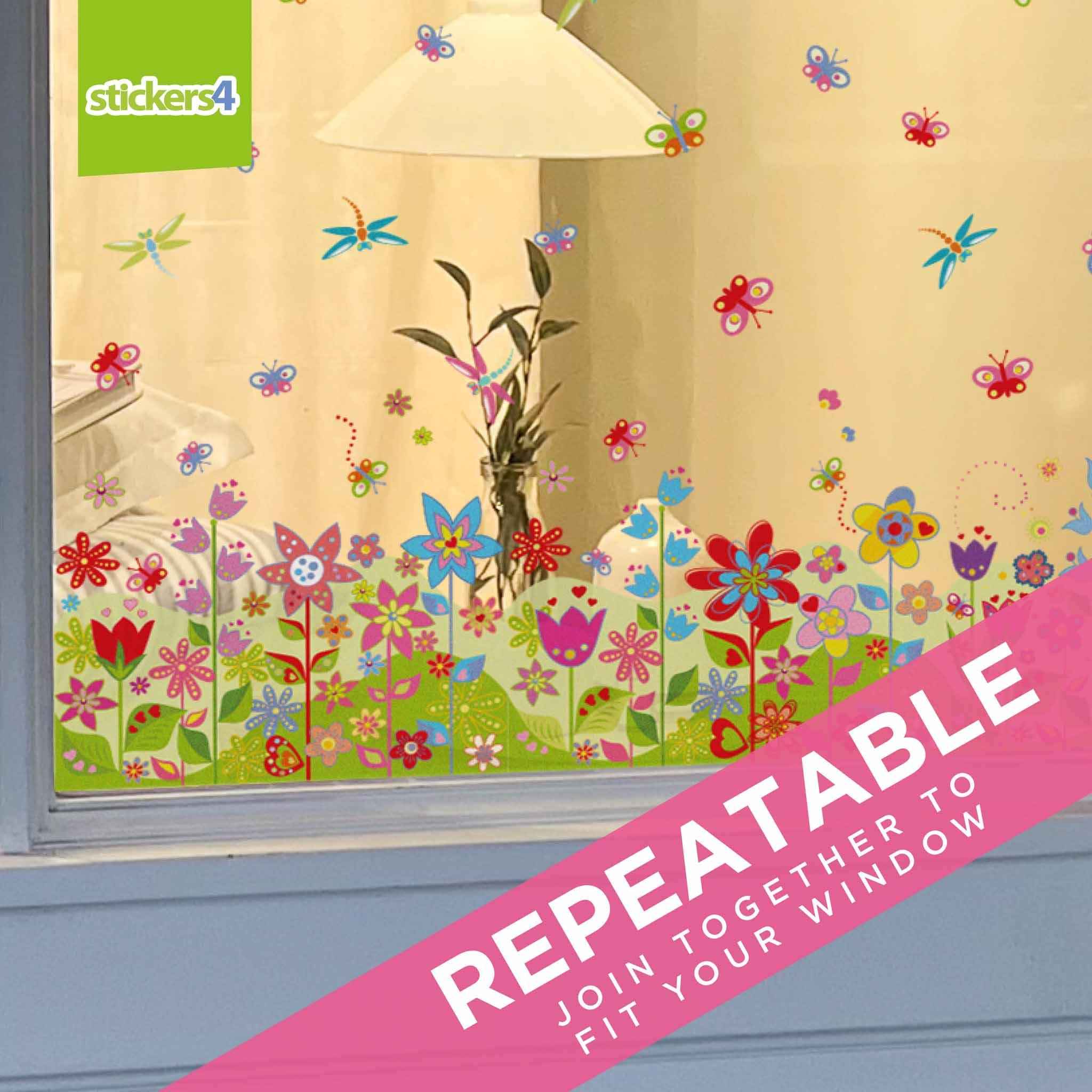 Spring Time Window Stickers Floral Spring Border Window Sticker