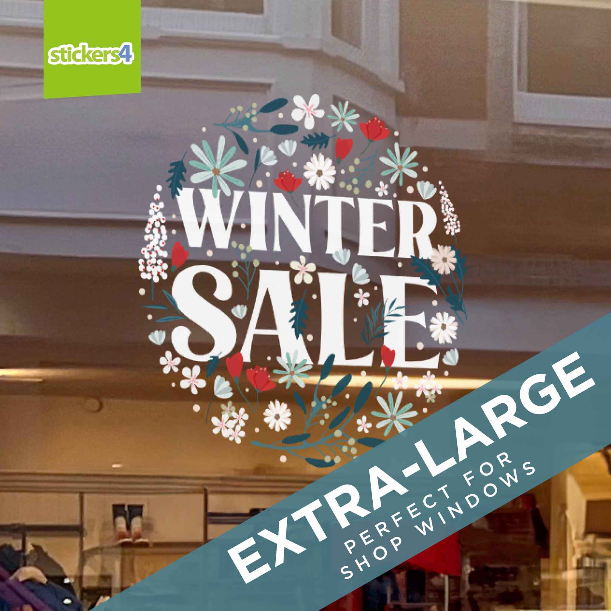 Round Winter Sticker Floral Winter Sale Roundel Window Sticker | Sale & Discounts