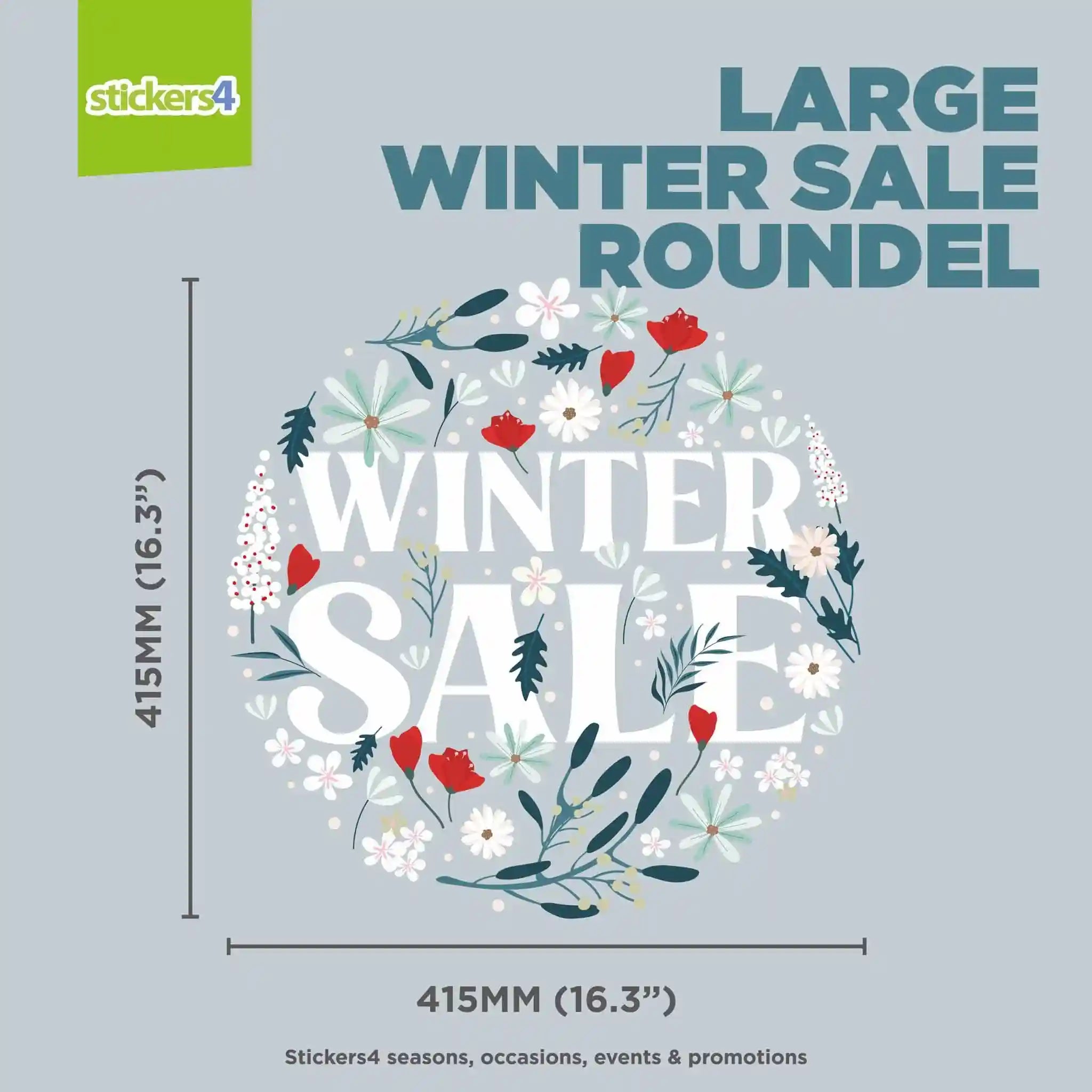 Round Winter Sticker Floral Winter Sale Roundel Window Sticker | Sale & Discounts