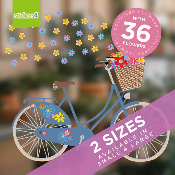 Flower Bicycle Window Sticker Spring Window Display