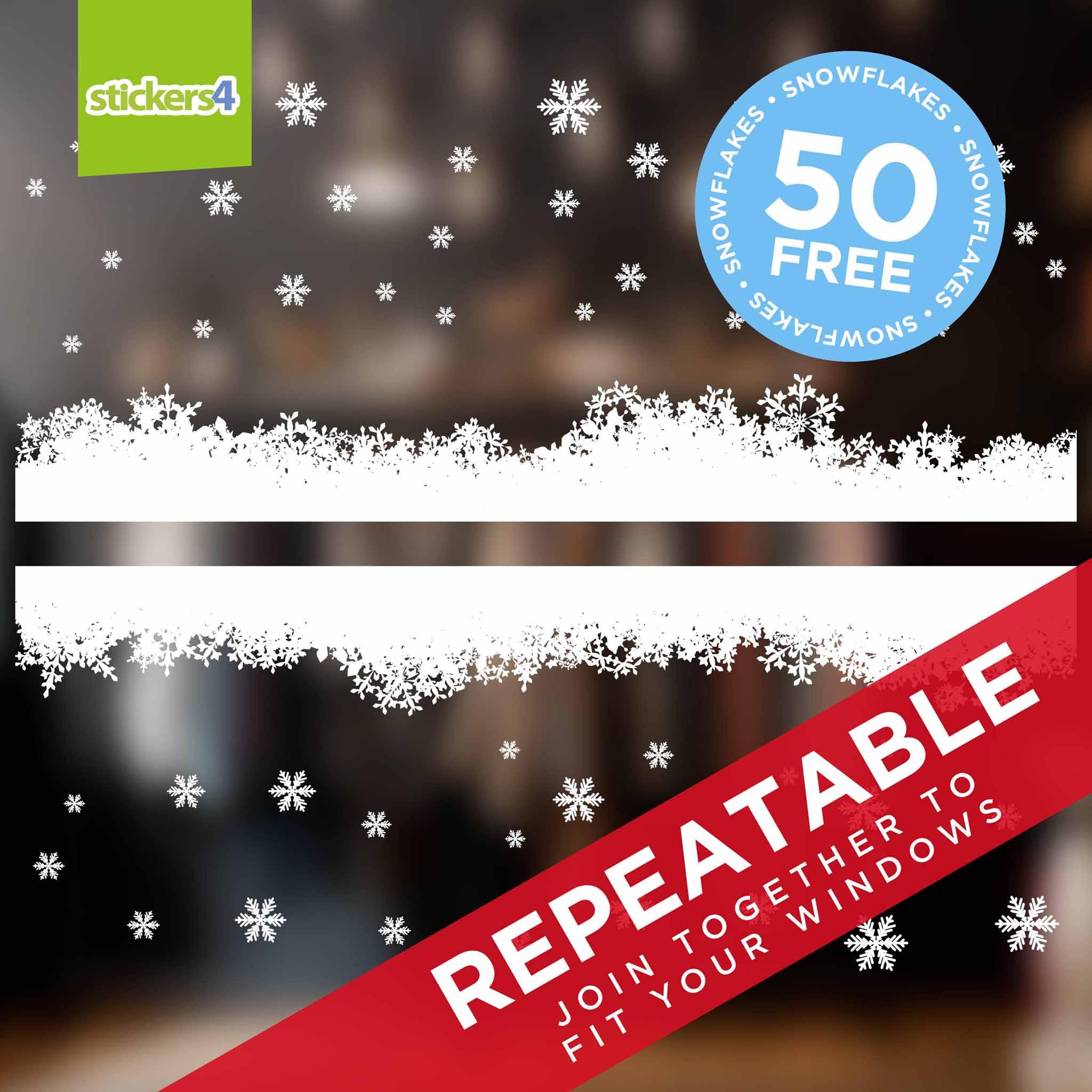Fluffy Snow Effect Christmas Window Border Sticker
