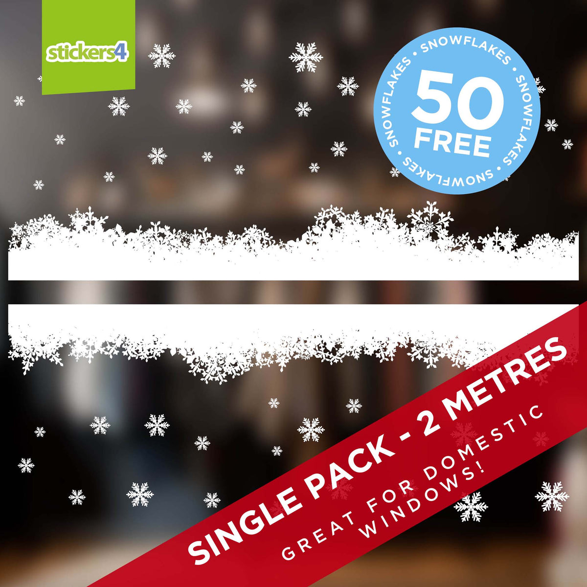 Fluffy Snow Effect Window Cling Border (2 Metre Total Length)