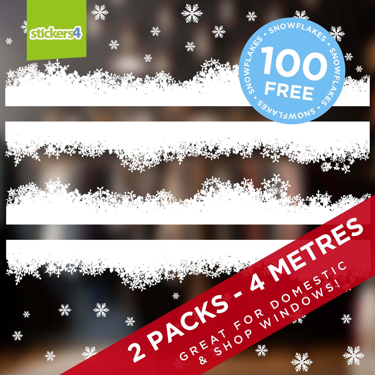 Fluffy Snow Effect Window Cling Border (2 Metre Total Length)