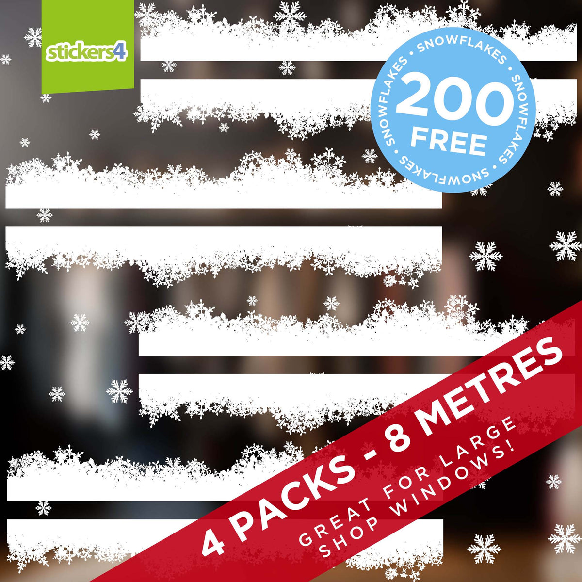 Fluffy Snow Effect Window Cling Border (2 Metre Total Length)