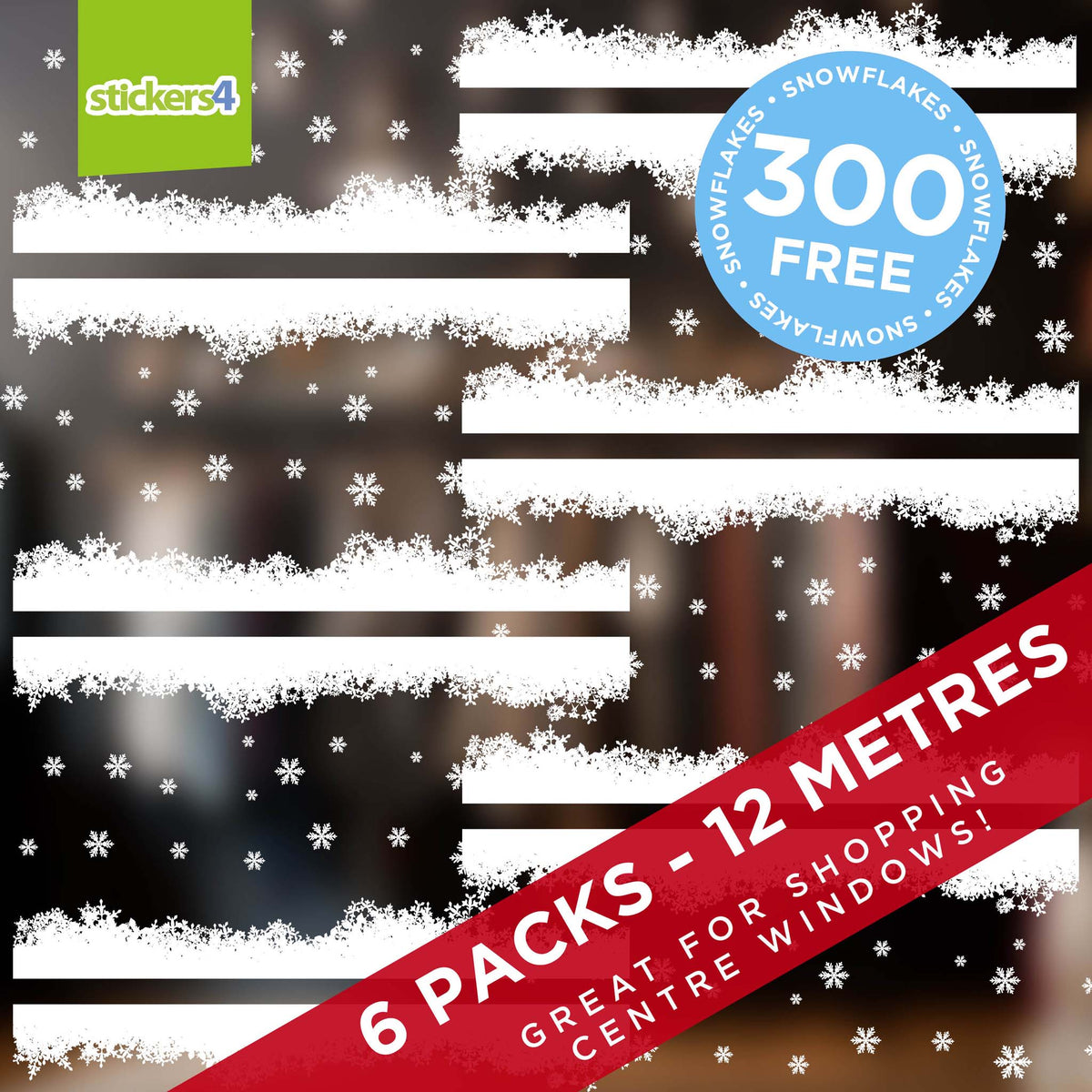Fluffy Snow Effect Window Cling Border (2 Metre Total Length)