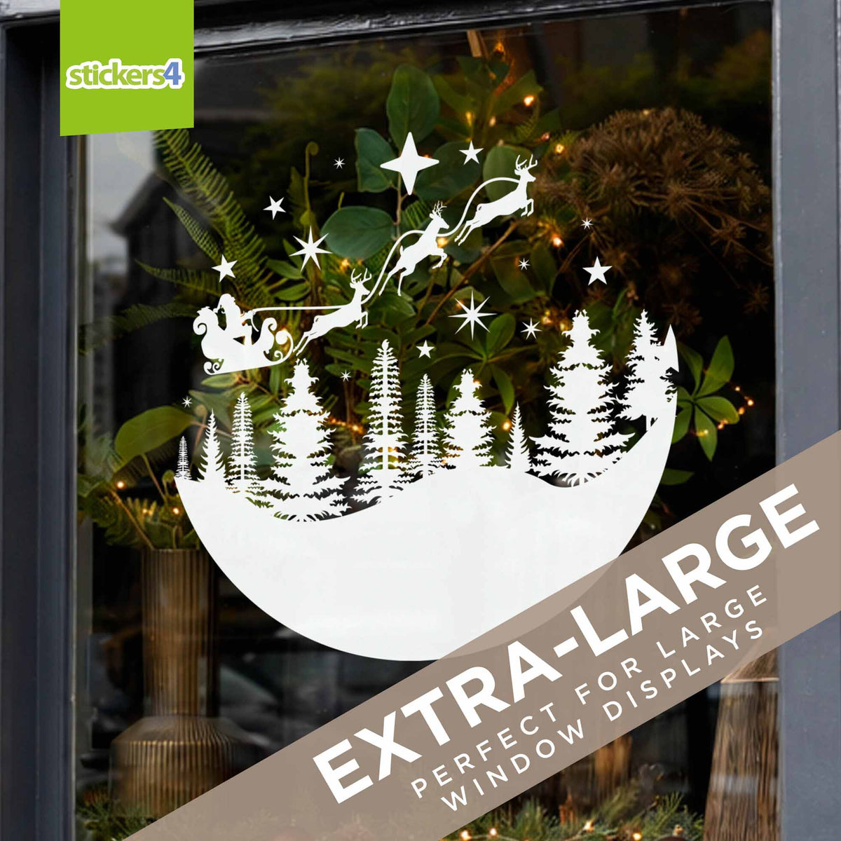 Flying Sleigh Silhouette Roundel Window Sticker