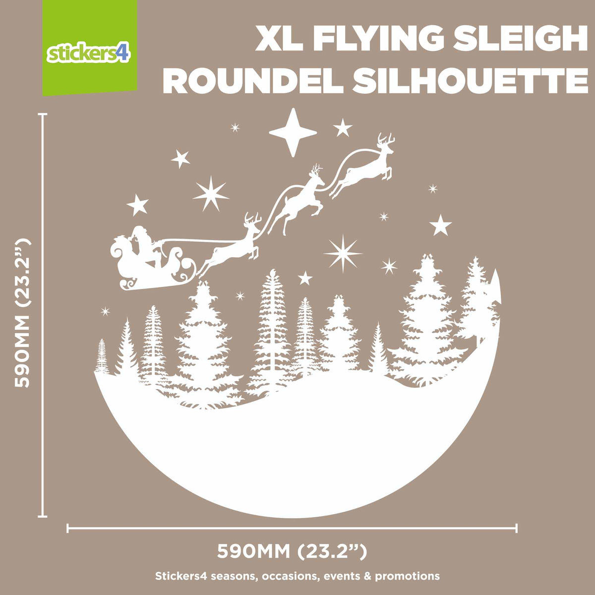 Flying Sleigh Silhouette Roundel Window Sticker