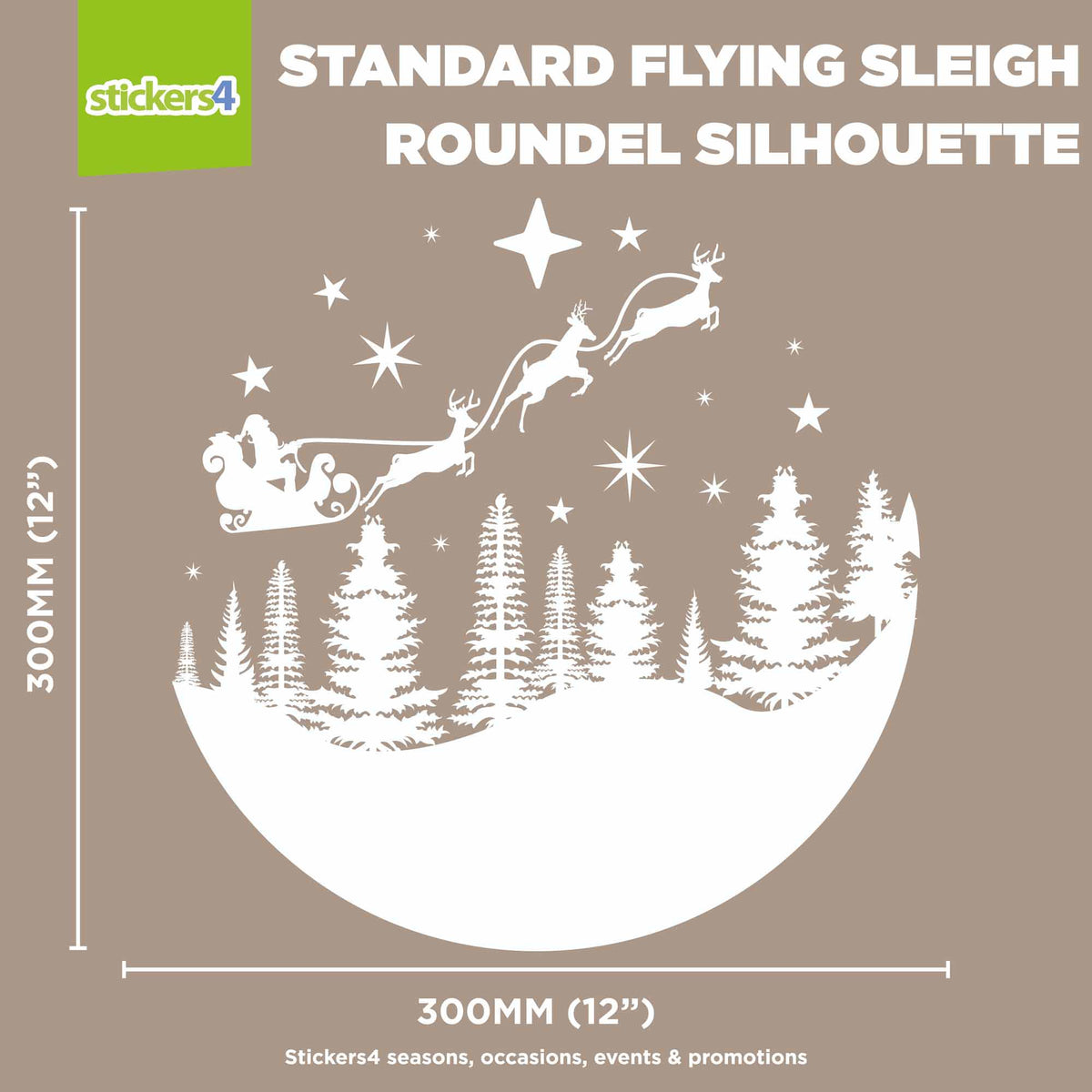 Flying Sleigh Silhouette Roundel Window Sticker