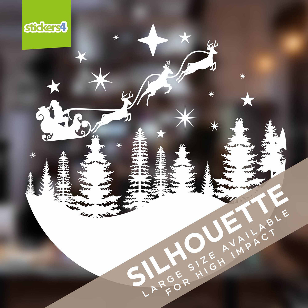 Flying Sleigh Silhouette Roundel Window Sticker