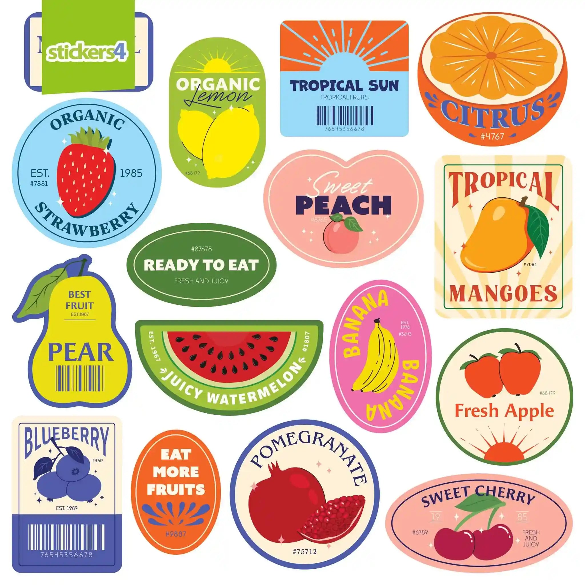 Box Fruit Sticker Fresh Fruit Sticker Pack