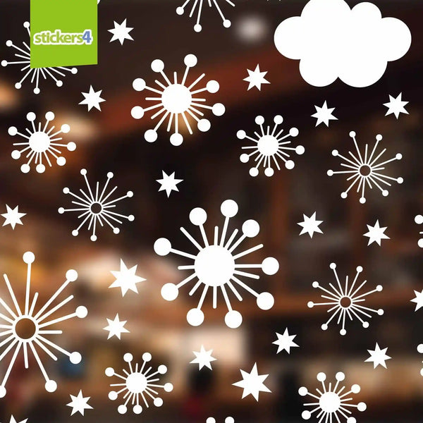 80 Funky Flakes, Stars and Clouds: Big Pack Christmas Window Display