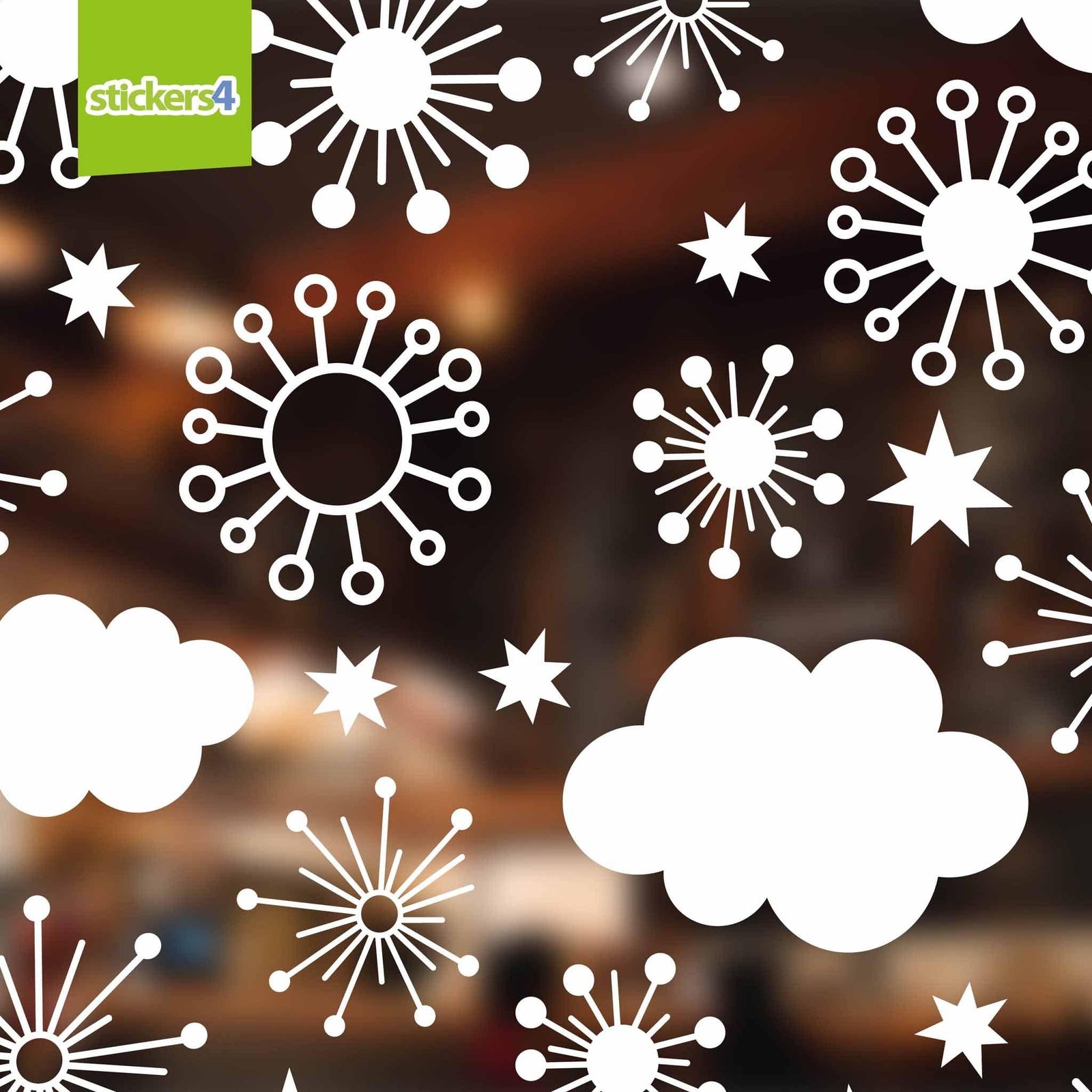 65 Funky Flakes, Stars and Clouds: Small Pack Christmas Window Display