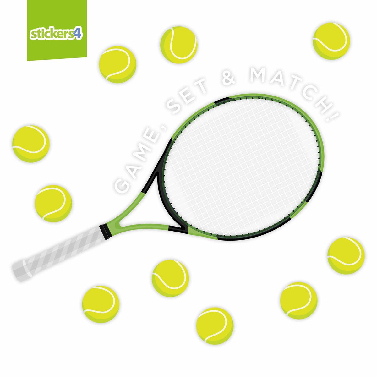 Game, Set &amp; Match Tennis Racquet Window Sticker Events