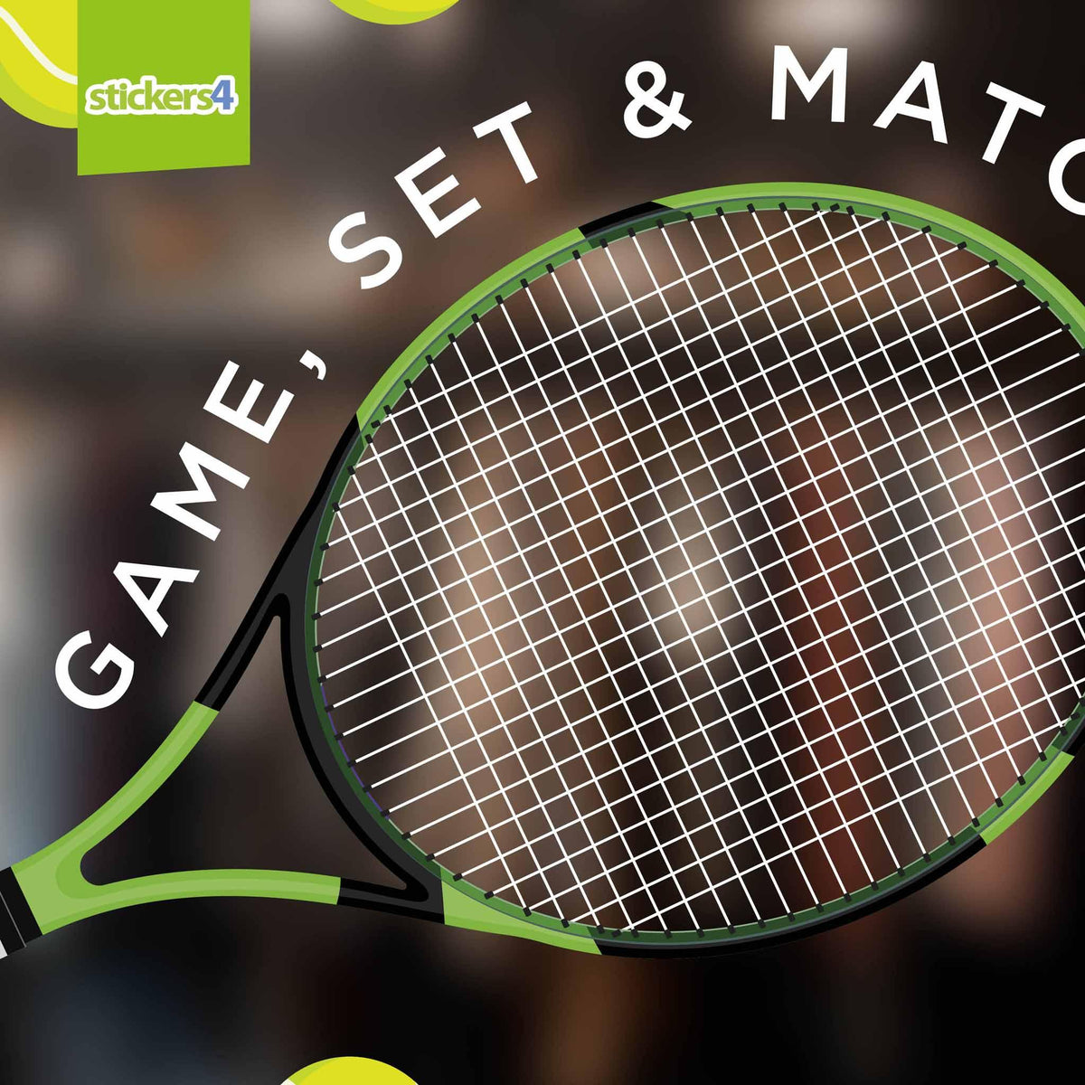 Game, Set &amp; Match Tennis Racquet Window Sticker Events