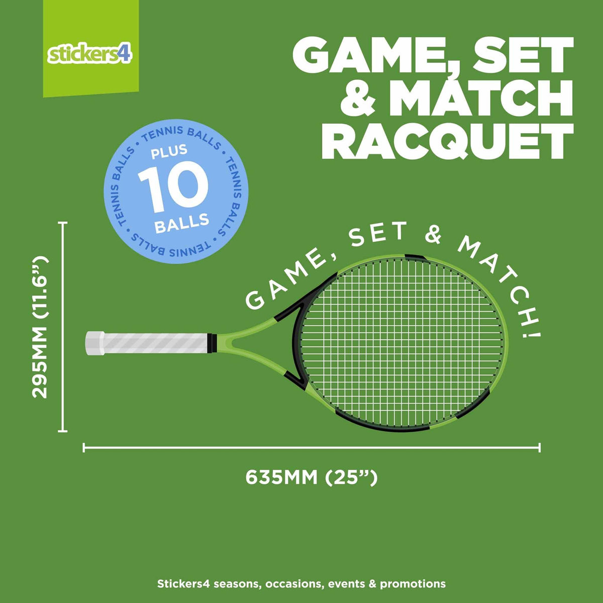 Game, Set &amp; Match Tennis Racquet Window Sticker Events