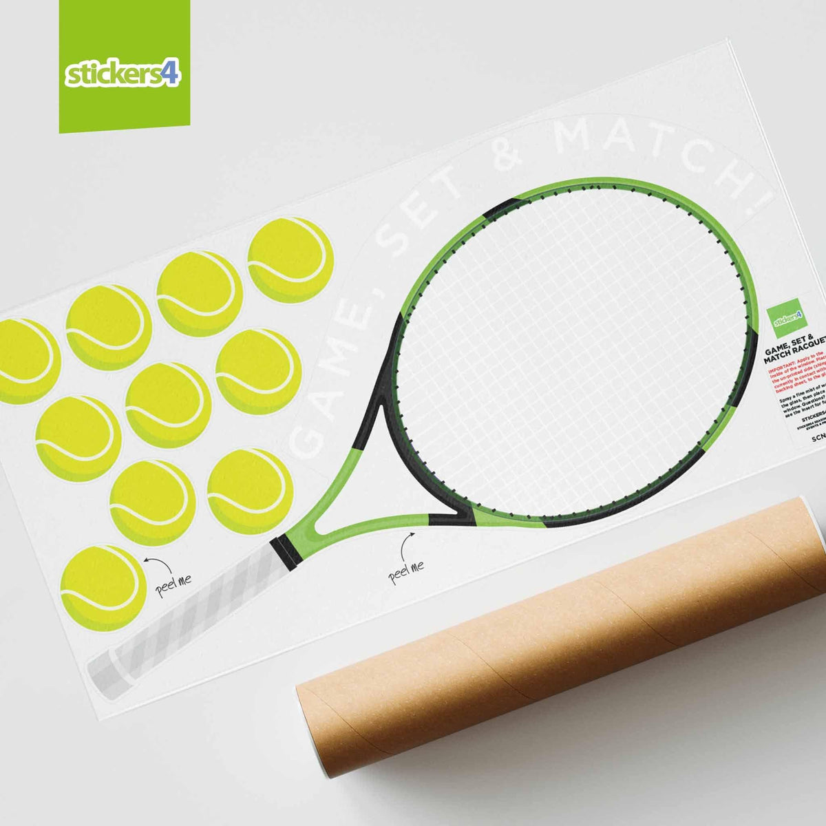 Game, Set &amp; Match Tennis Racquet Window Sticker Events