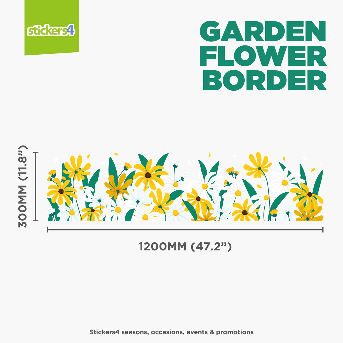 Garden Flower Border Window Sticker