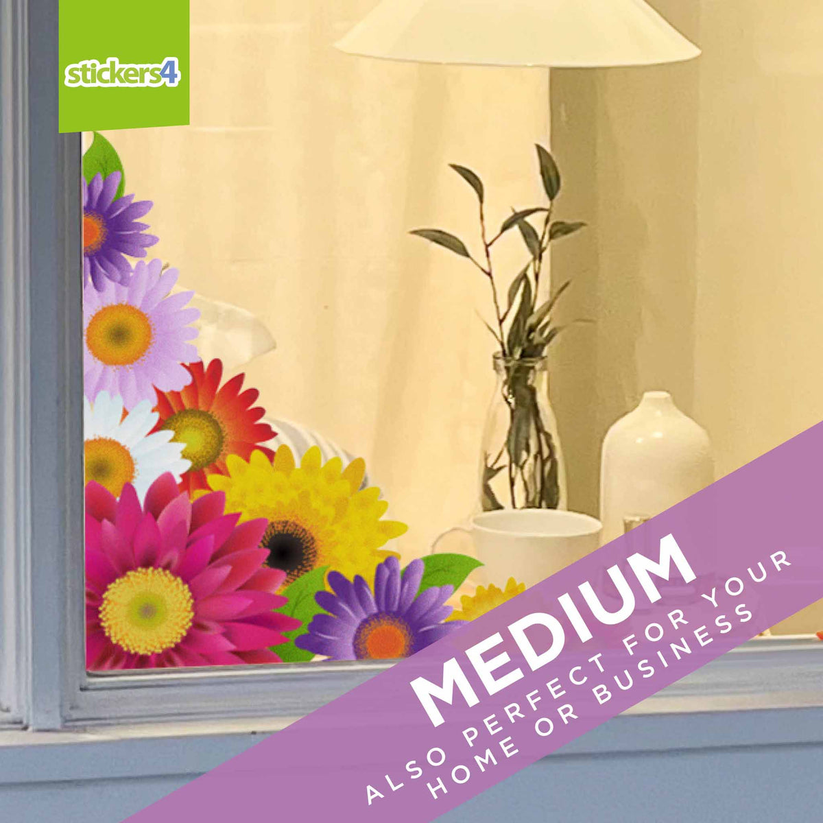 Gerbera Corner Window Cling Stickers