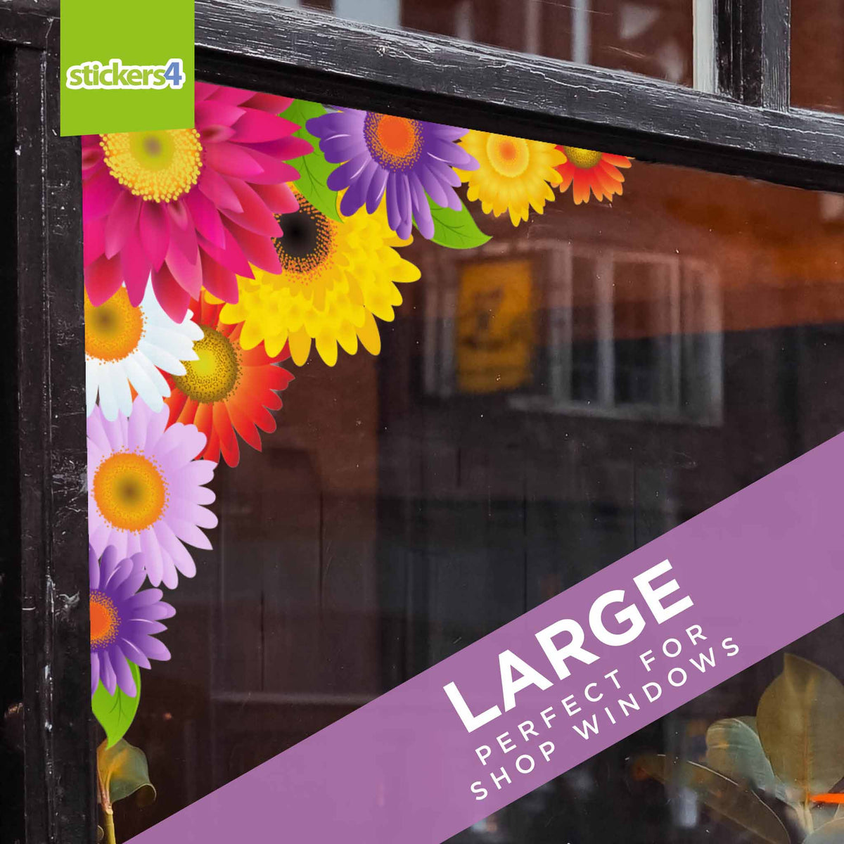 Gerbera Corner Window Cling Stickers