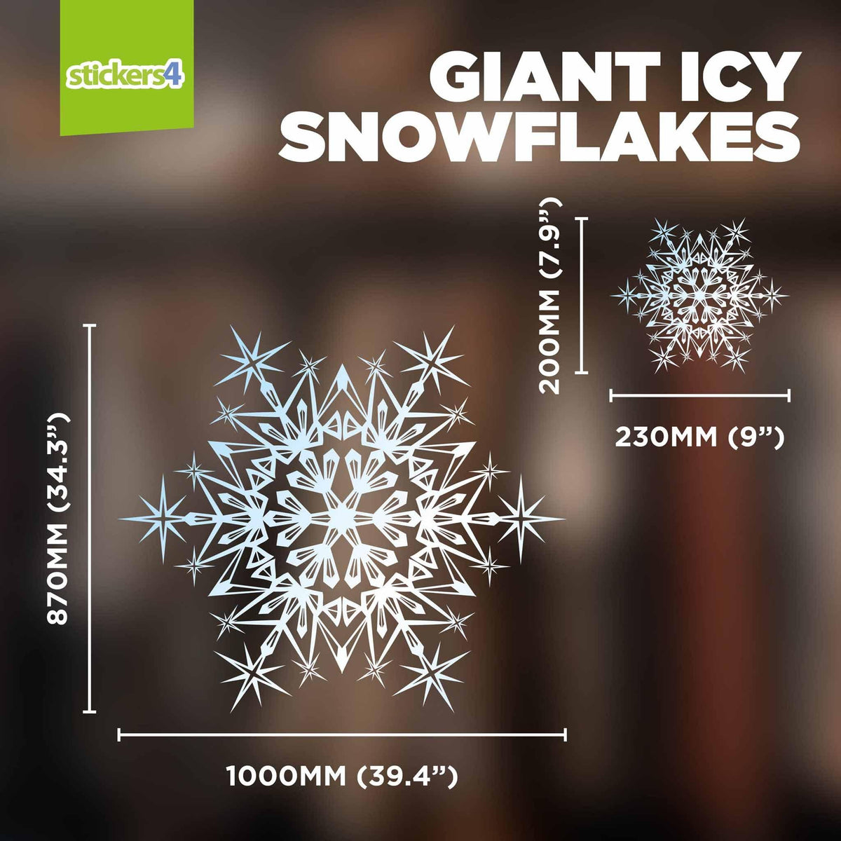 Giant Icy Snowflake - 1 Metre Wide Christmas Window Display