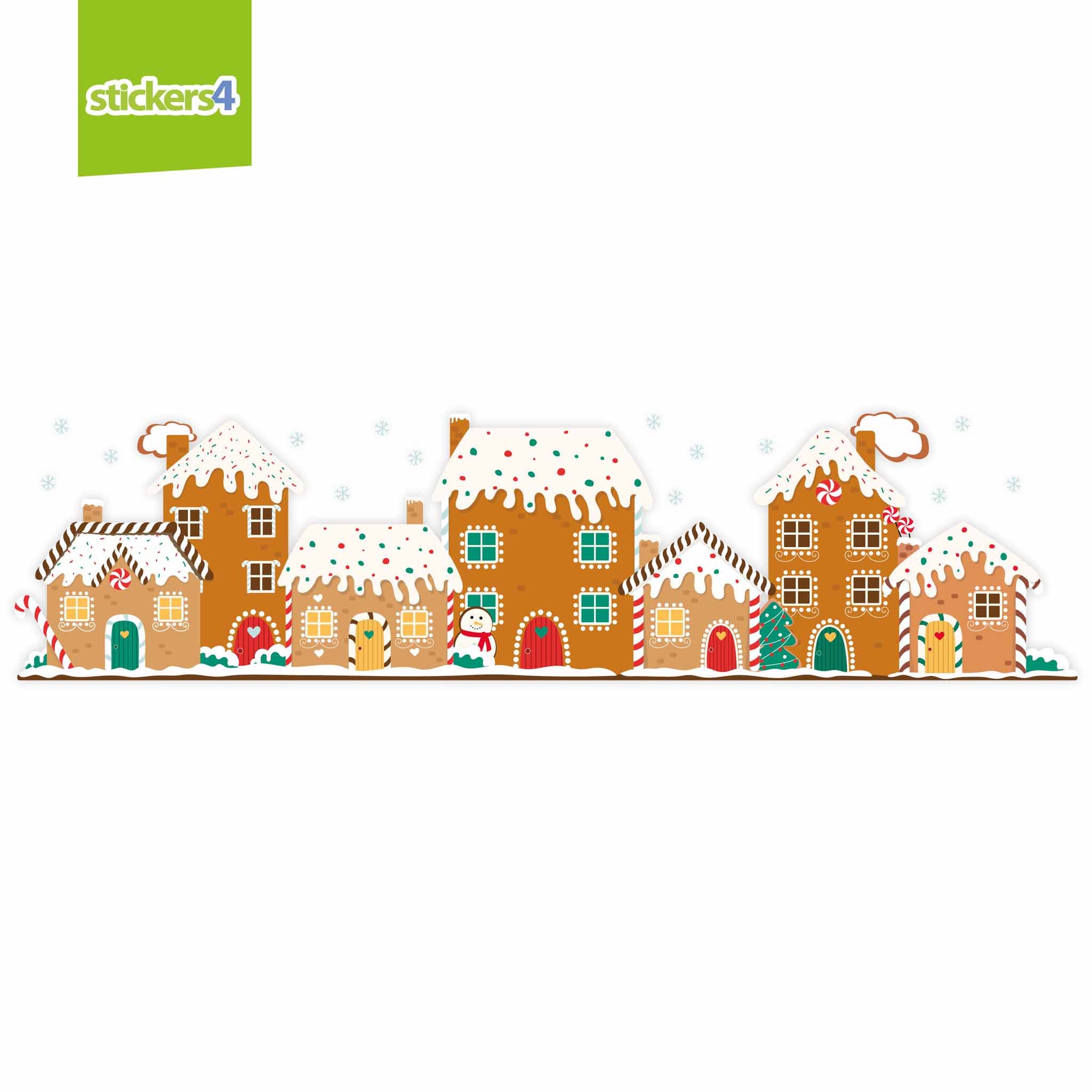 Gingerbread Houses Border Window gingerbread houses border window sticker | gingerbread house