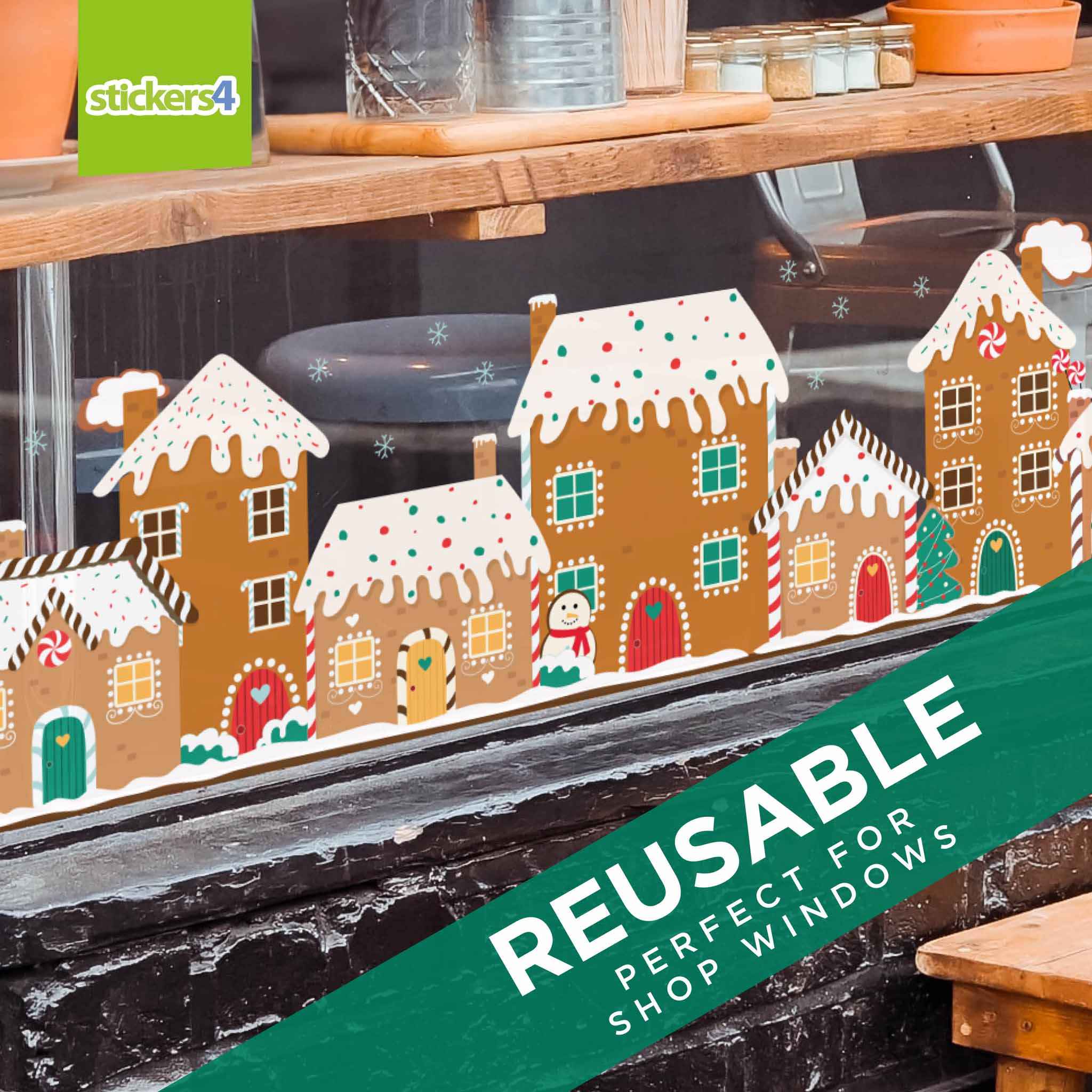 Gingerbread Houses Border Window Sticker | Gingerbread House