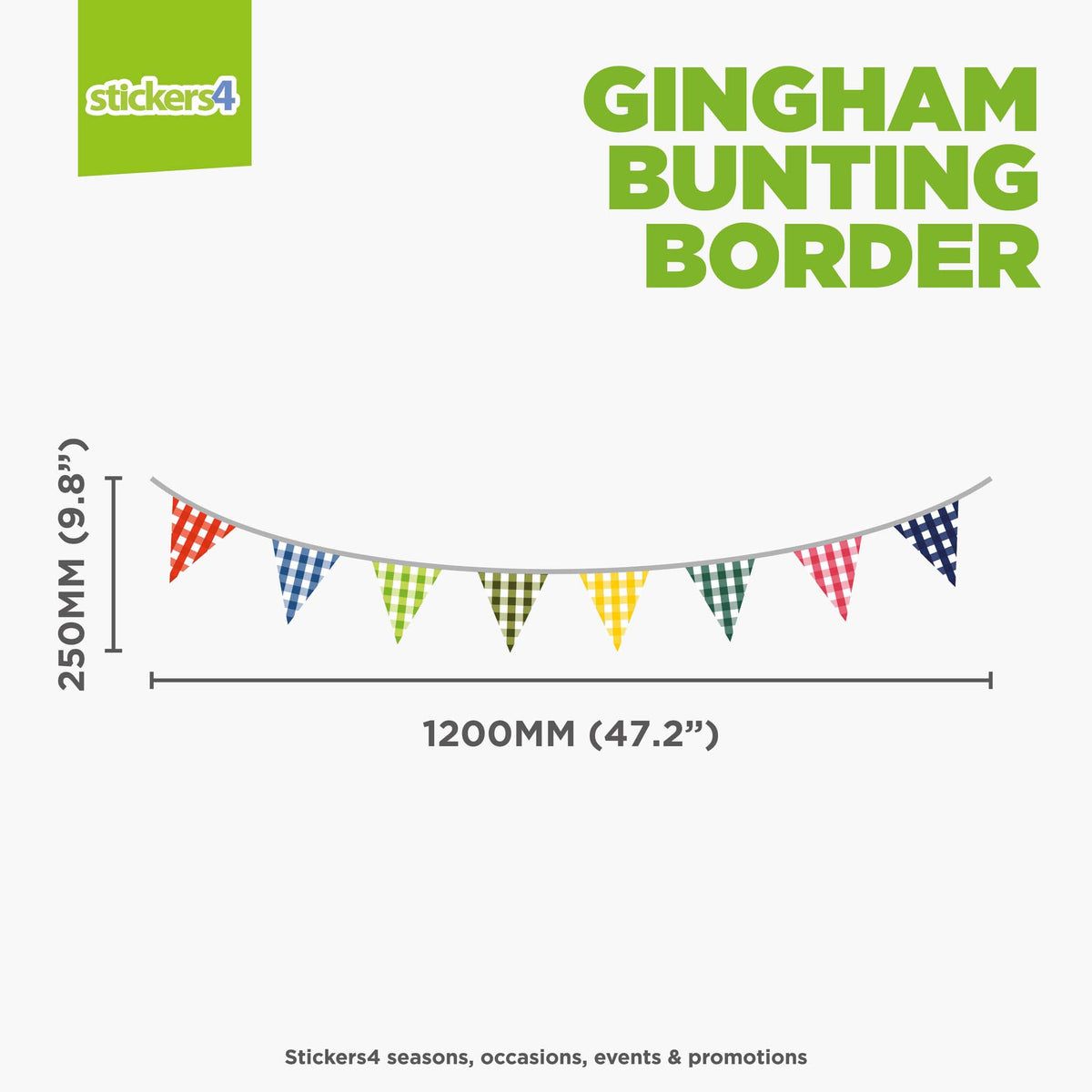Gingham Bunting Effect Window Sticker
