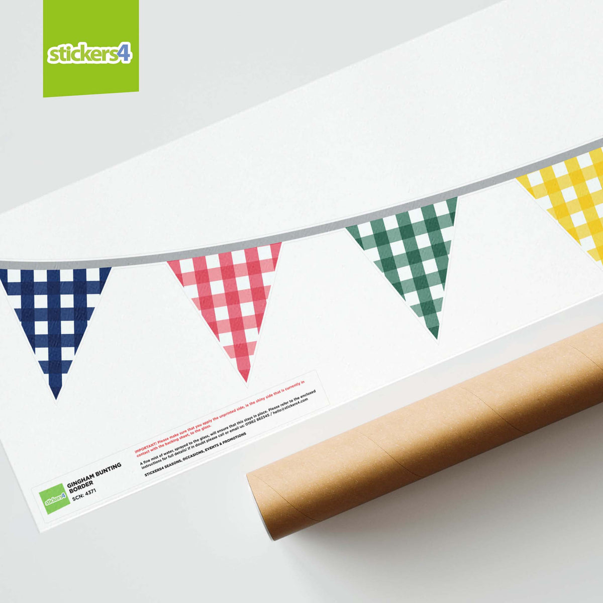Gingham Bunting Effect Window Sticker