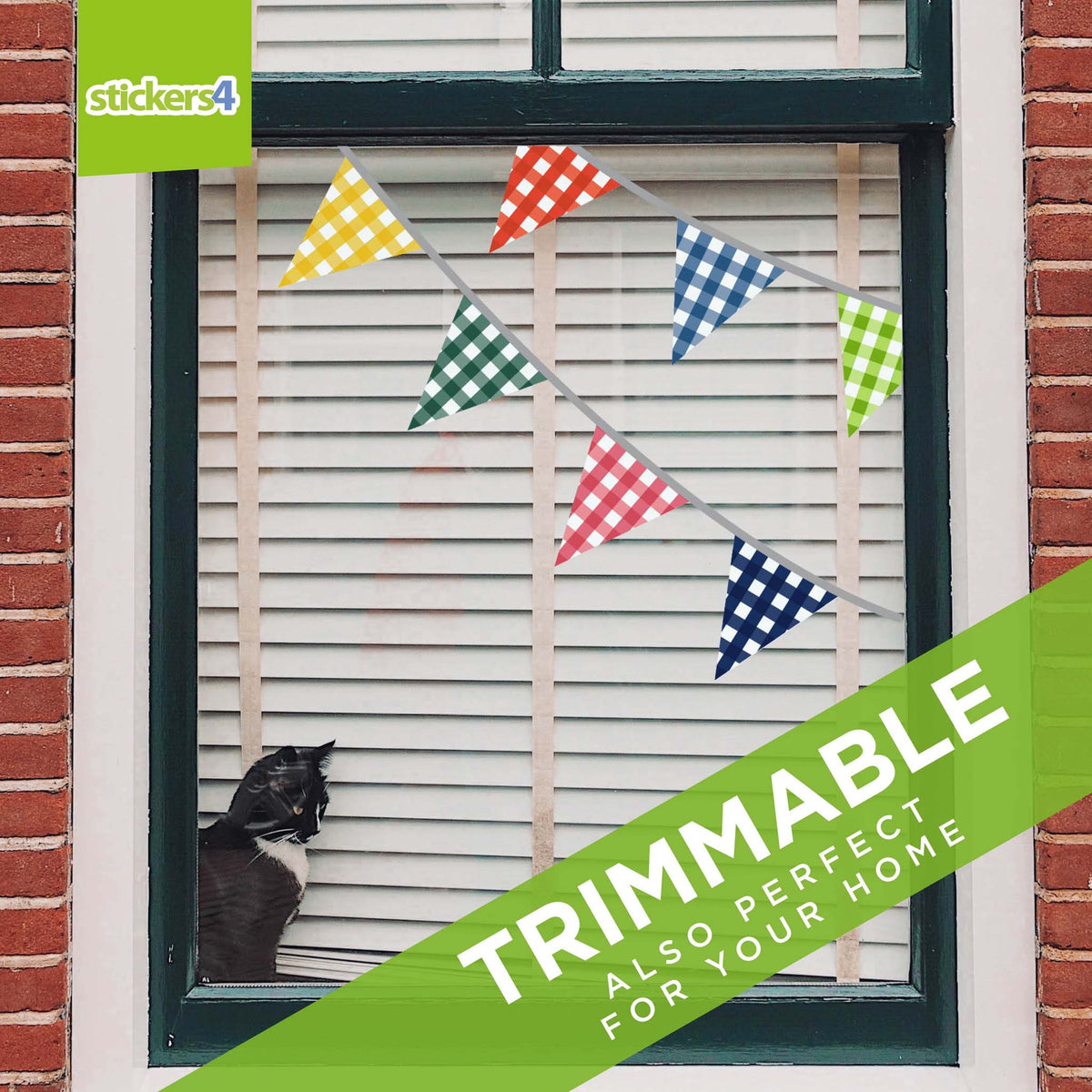 Gingham Bunting Effect Window Sticker