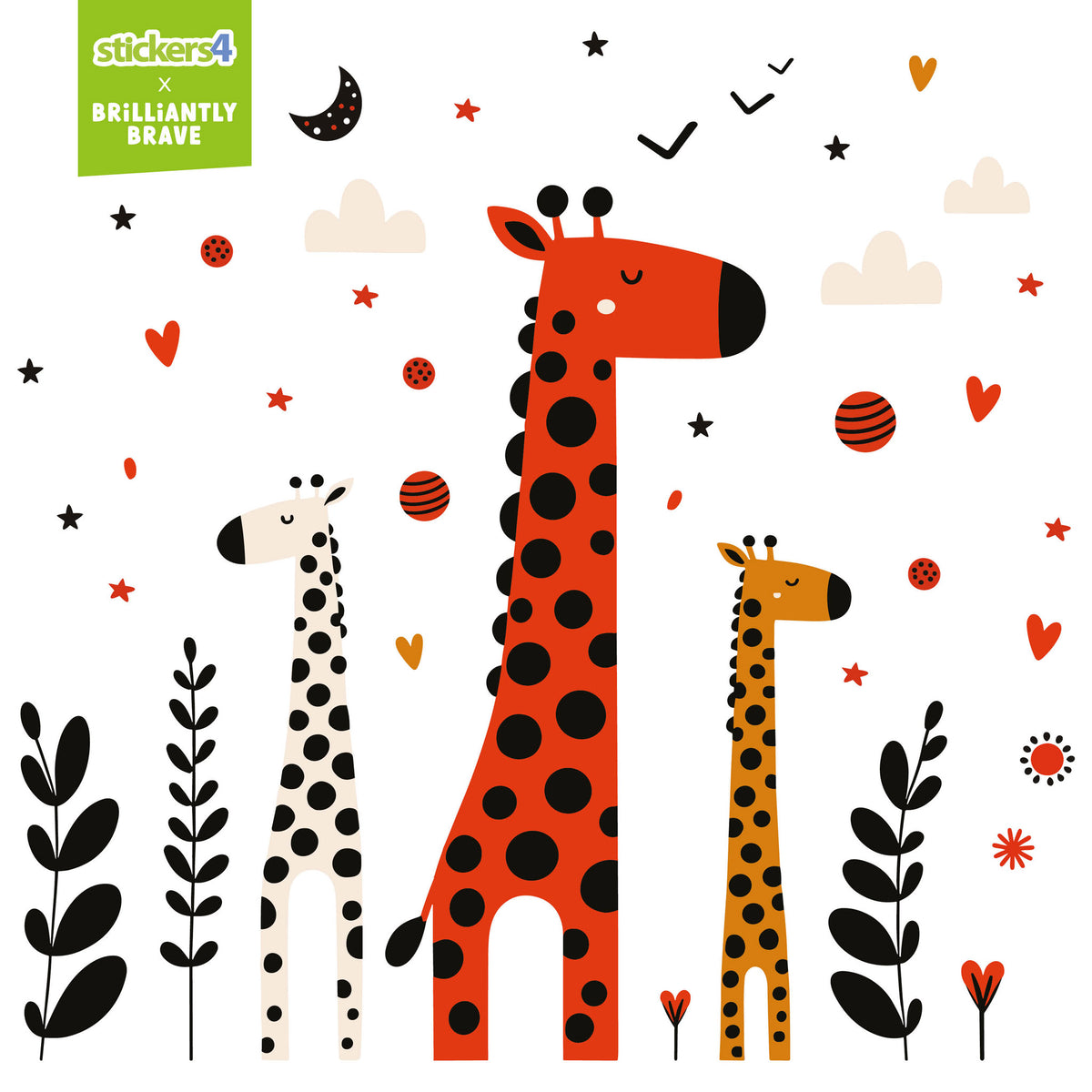 Brilliantly Brave Giraffes Wall Sticker