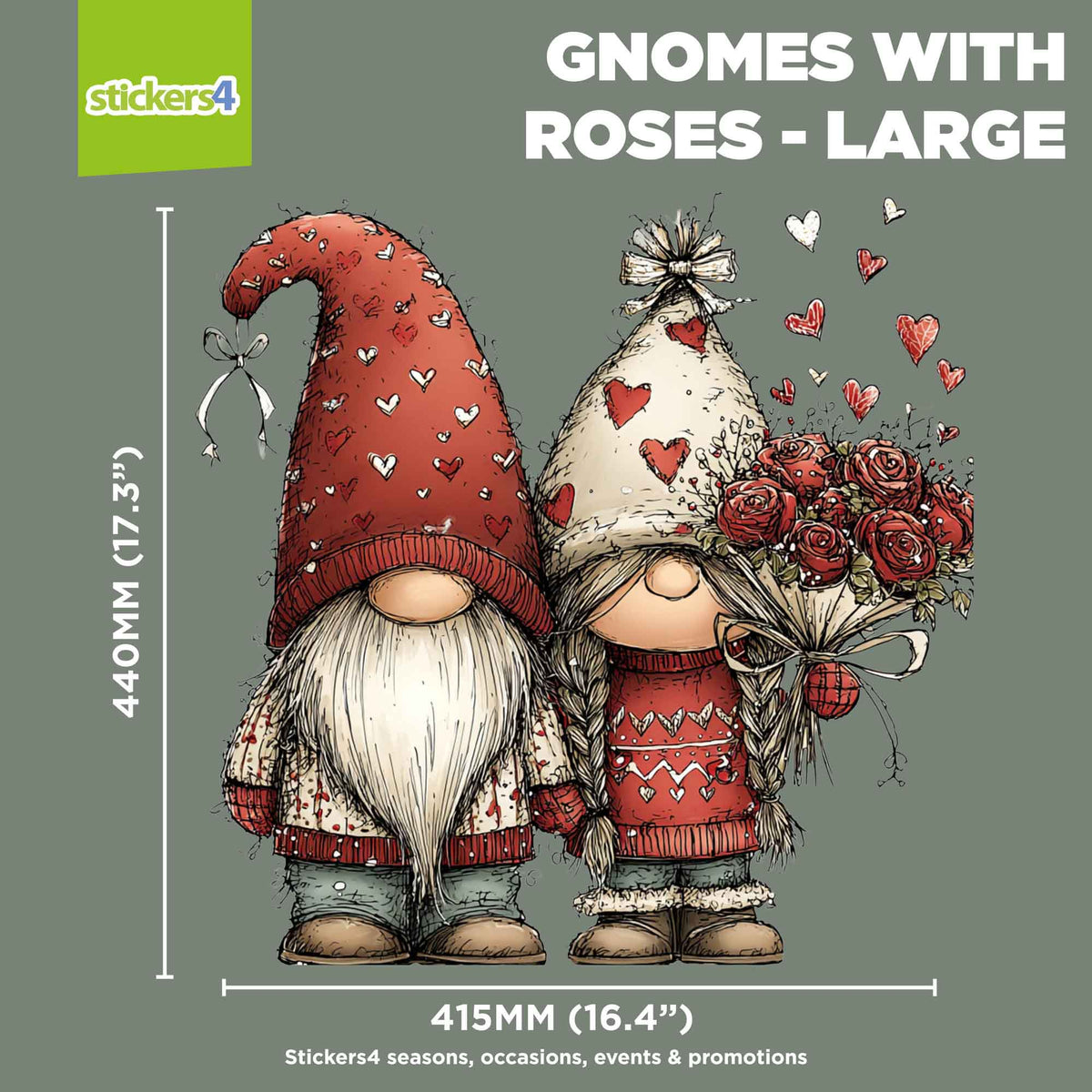 Gnome Couple with Red Roses
