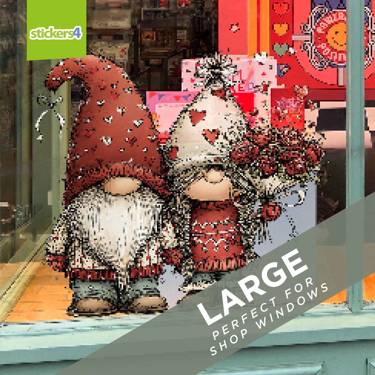 Gnome Couple with Red Roses