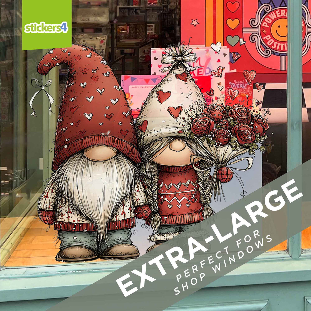 Gnome Couple with Red Roses