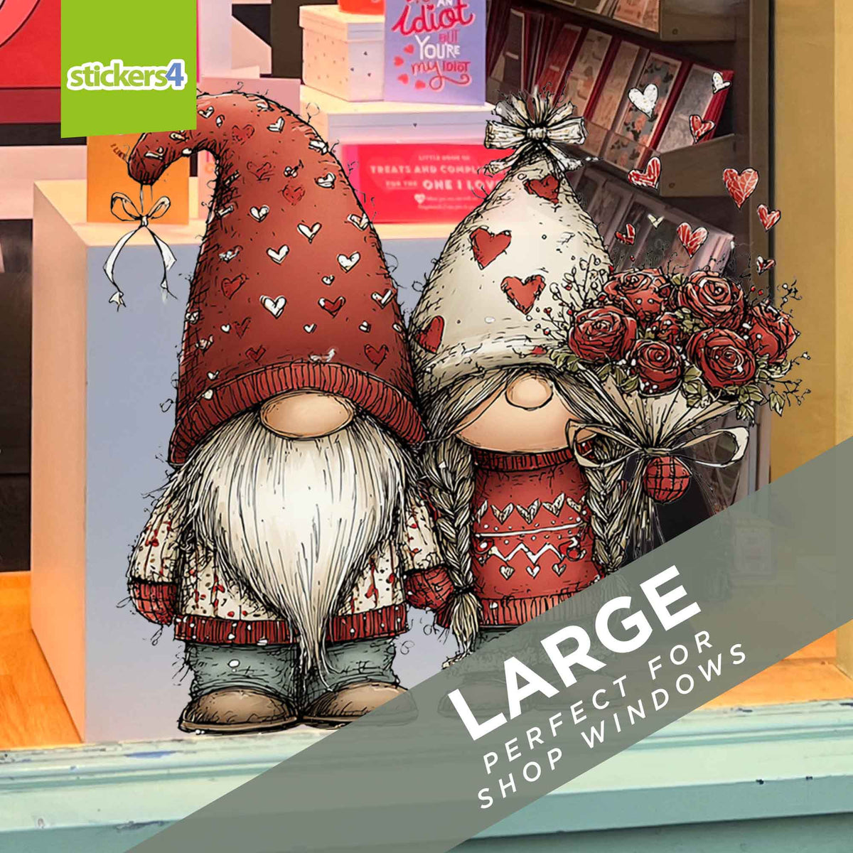 Gnome Couple with Red Roses