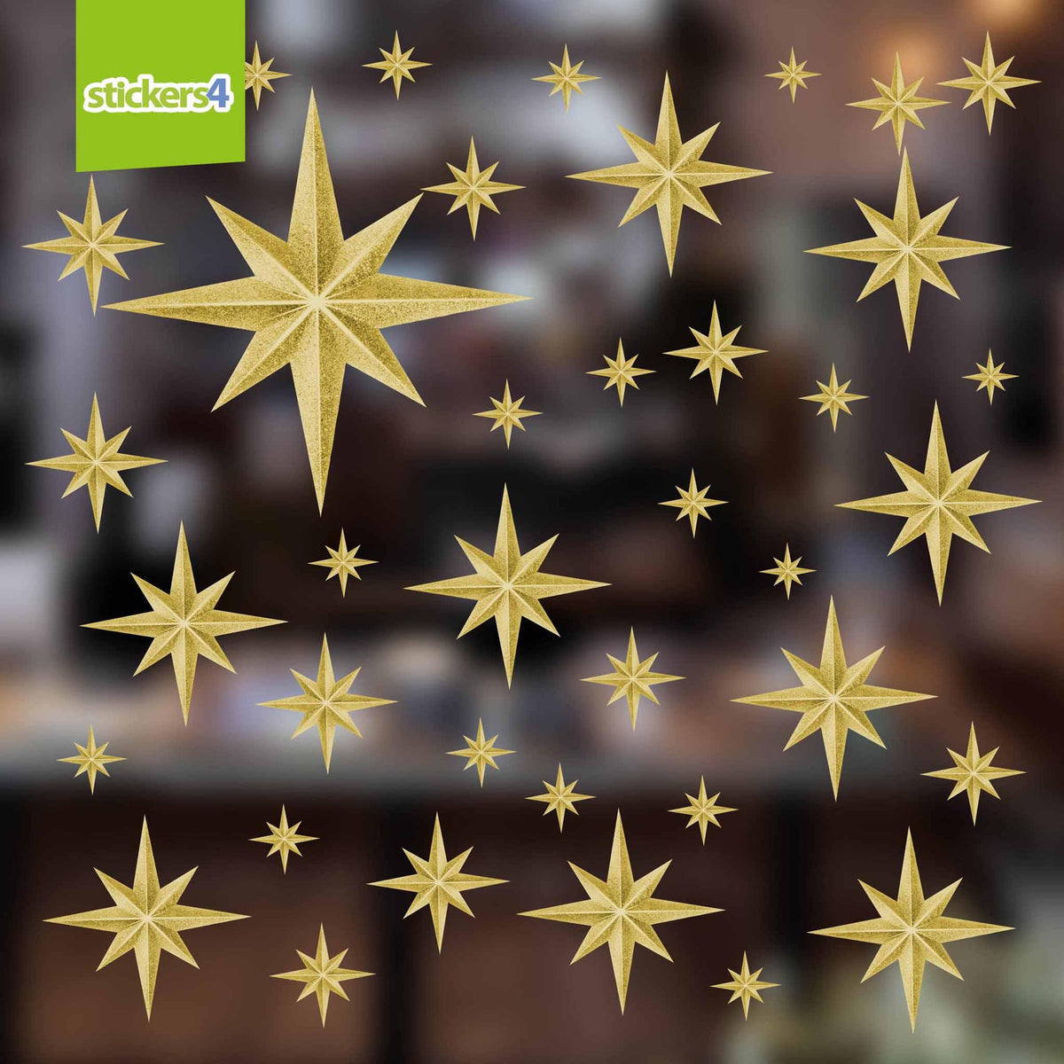 Golden Christmas Star Window Stickers Christmas Window Display