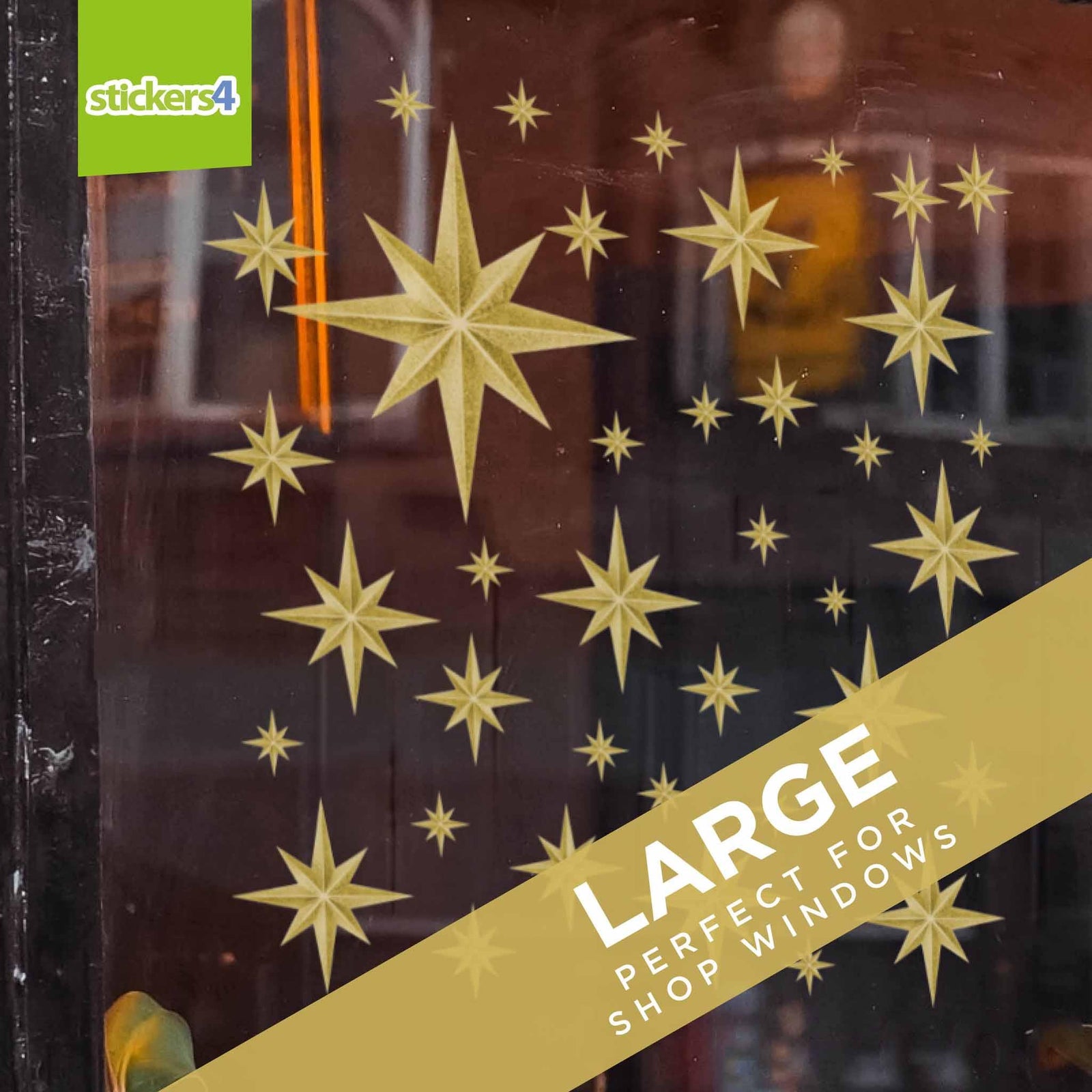 Golden Christmas Star Window Stickers Christmas Window Display