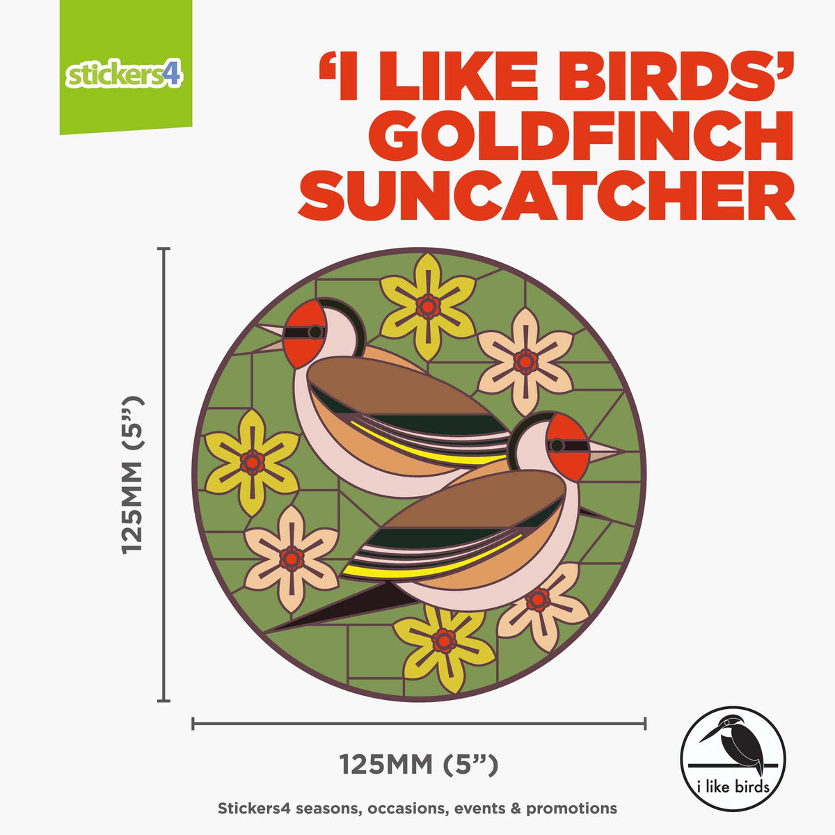 I Like Birds - Goldfinch Suncatcher Window Sticker