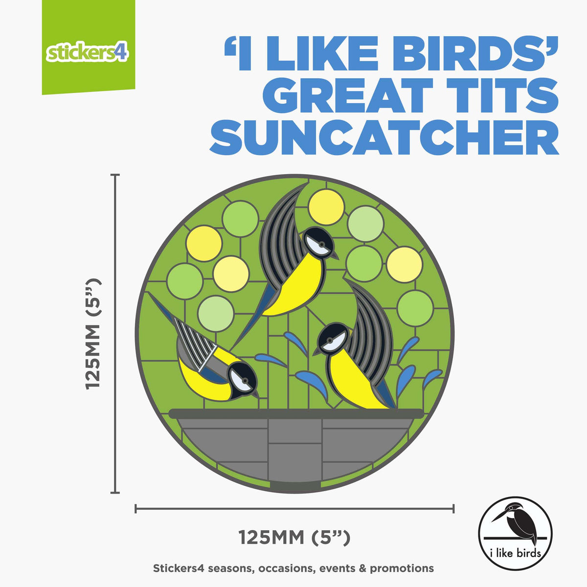 I Like Birds - Great Tits Suncatcher Window Sticker