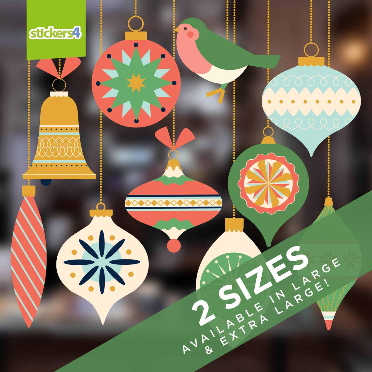 10x Green Vintage Style Decorations with Strings