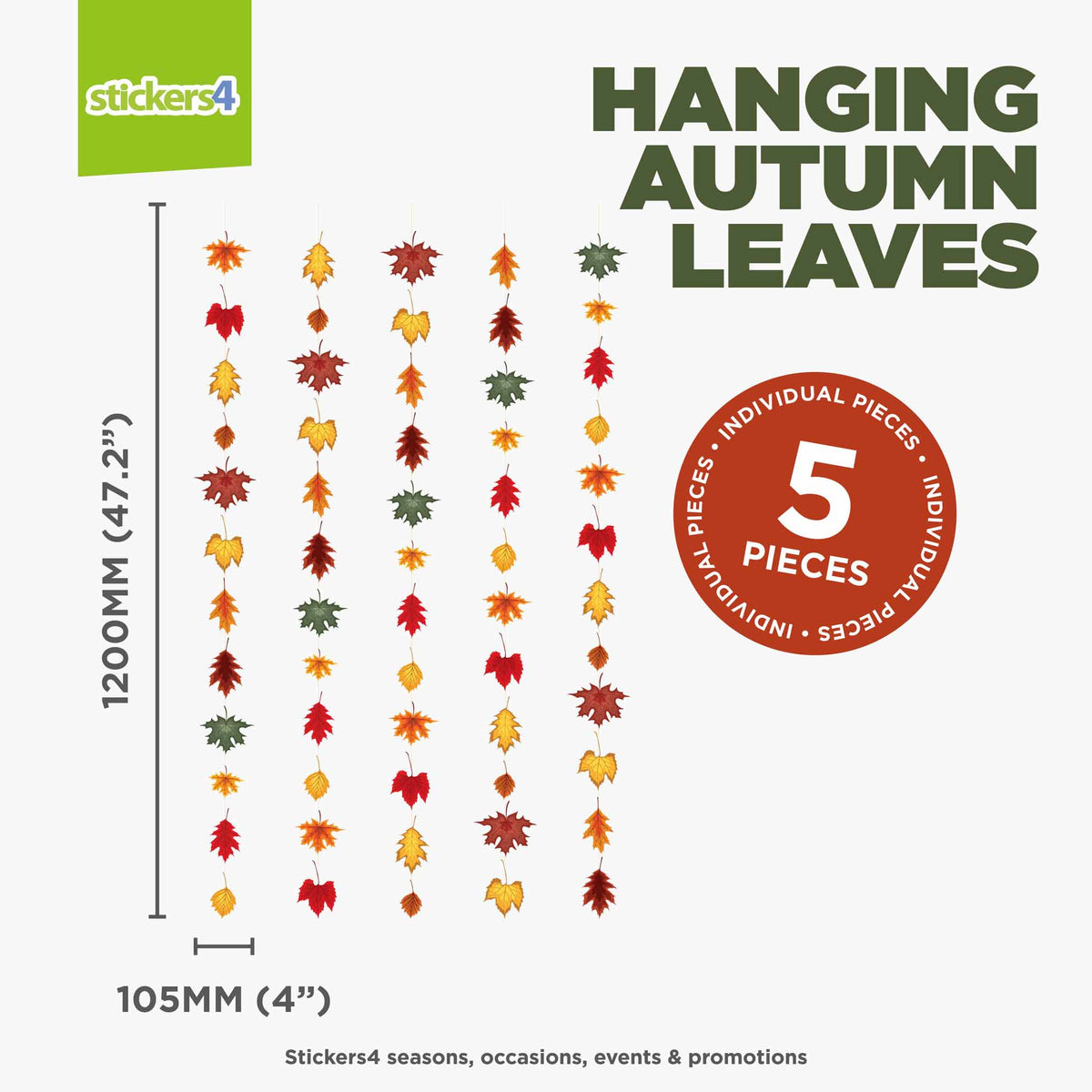 Hanging Autumn Leaves Window Stickers