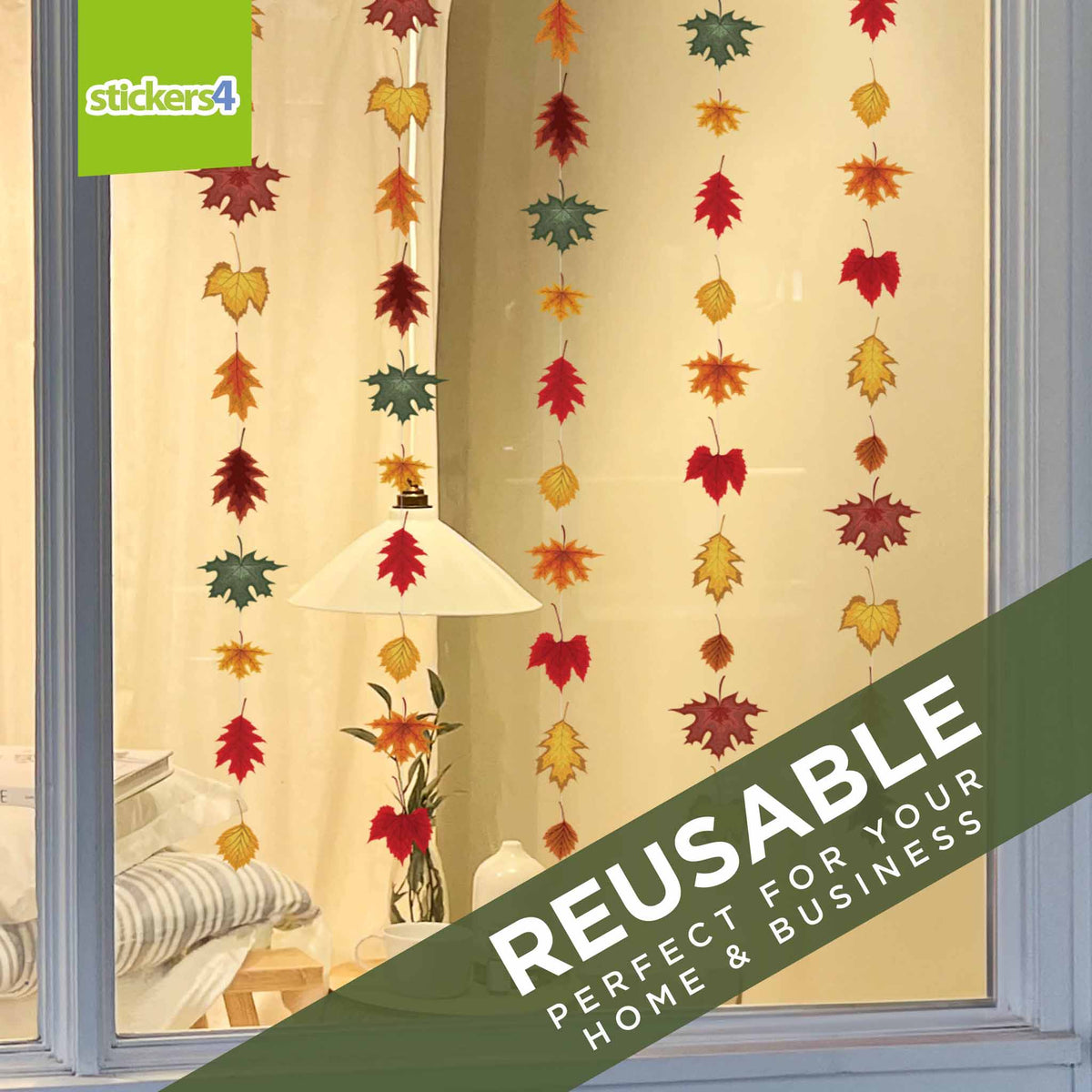 Hanging Autumn Leaves Window Stickers