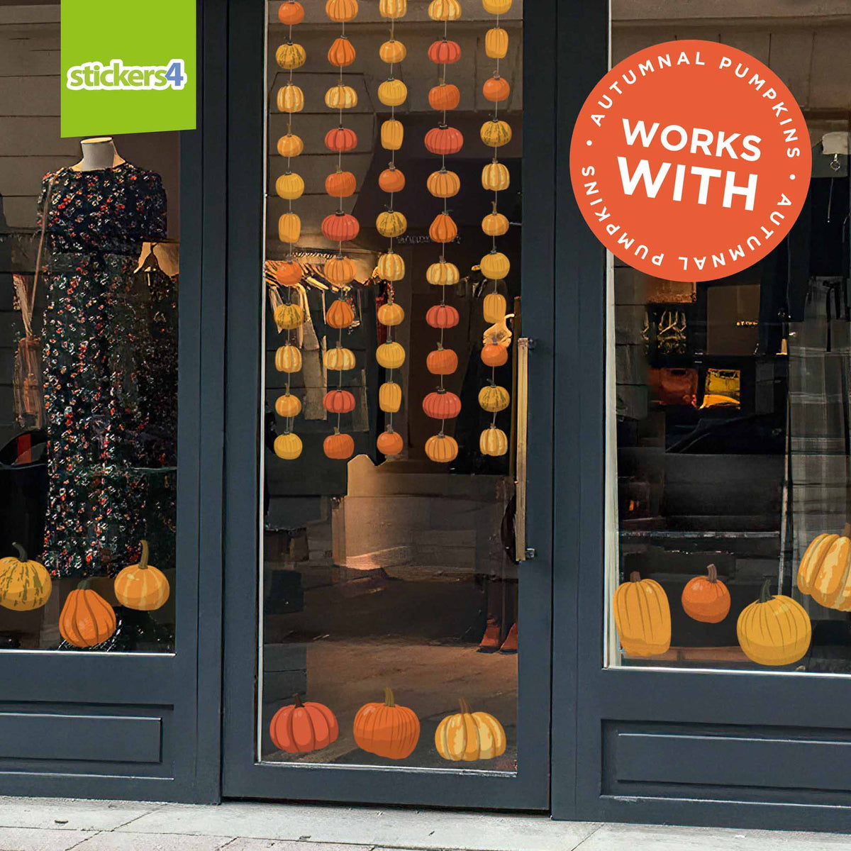 Hanging Autumnal Pumpkin Window Stickers