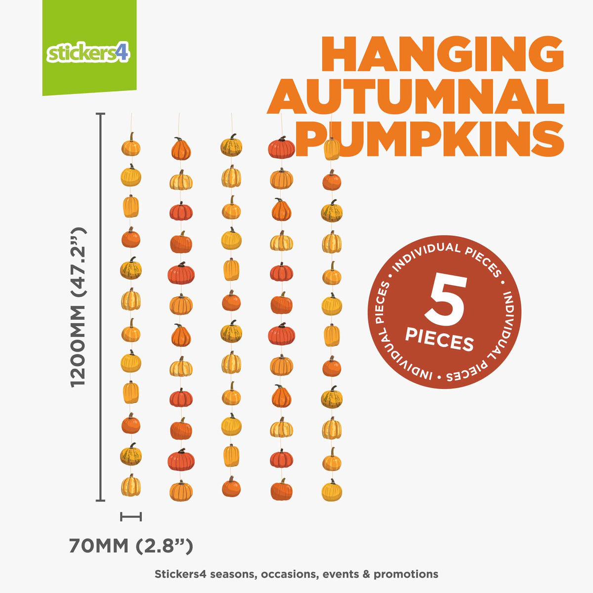 Hanging Autumnal Pumpkin Window Stickers