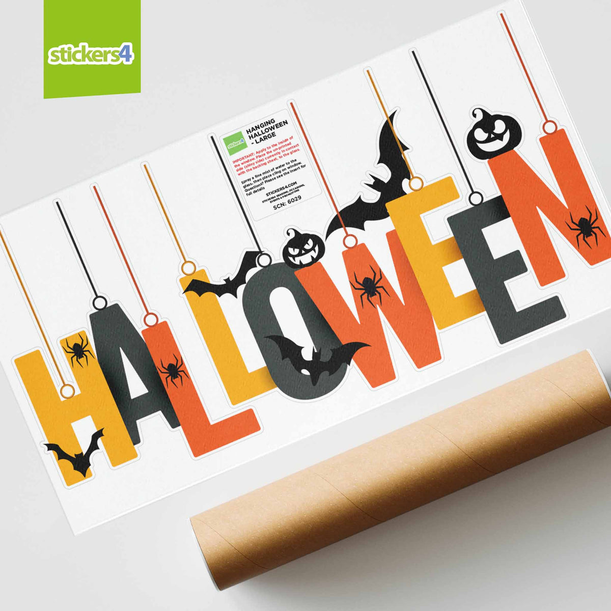 Hanging Halloween with Bats and Spiders Window Sticker