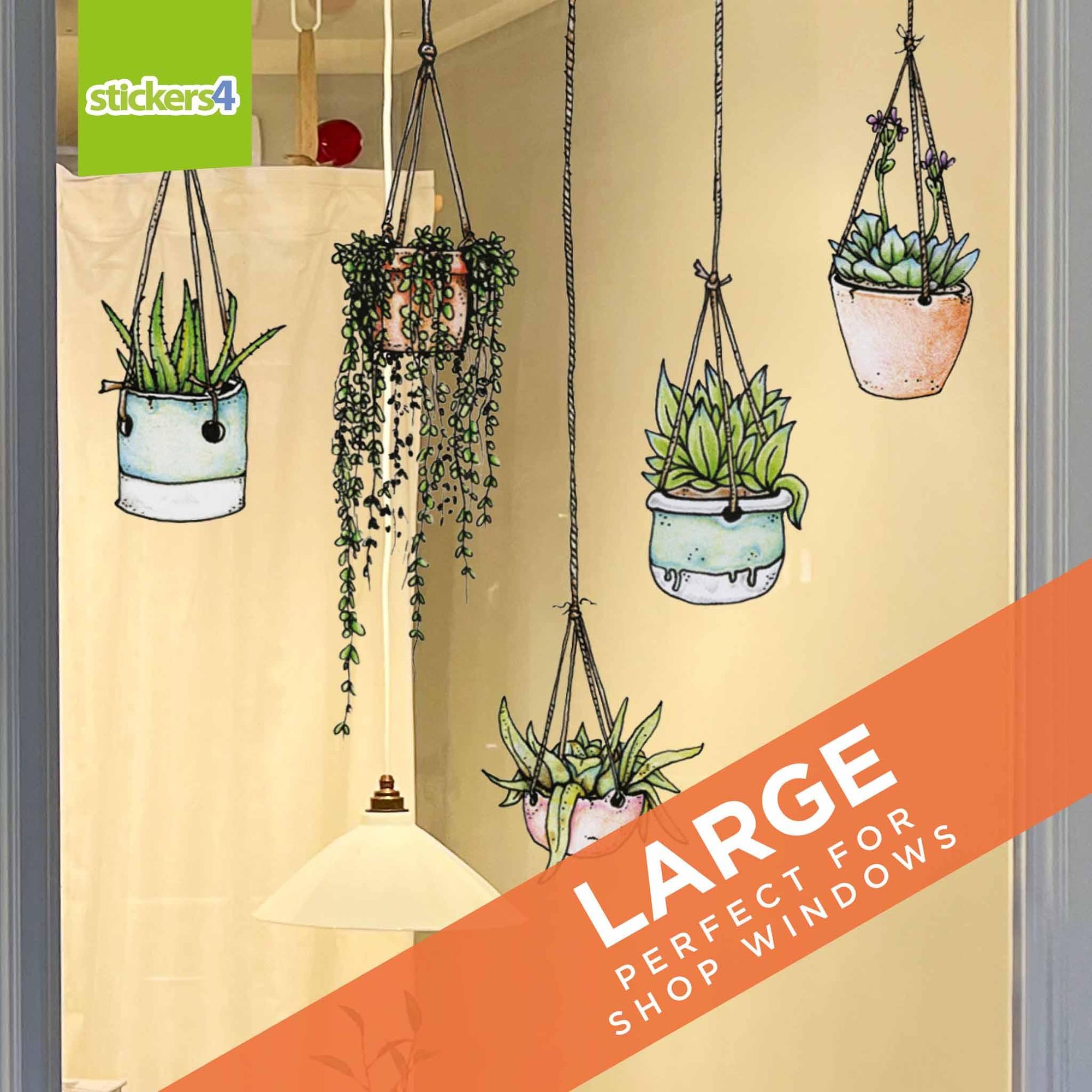 Original Set of 5 Illustrated Hanging Plant Stickers4 Window or Laptop Decorative Window Displays