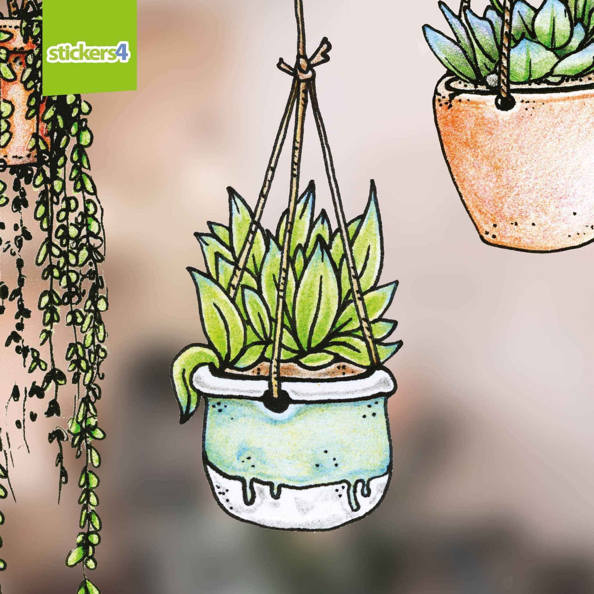 hanging plant window stickers Hanging Plants Window Sticker
